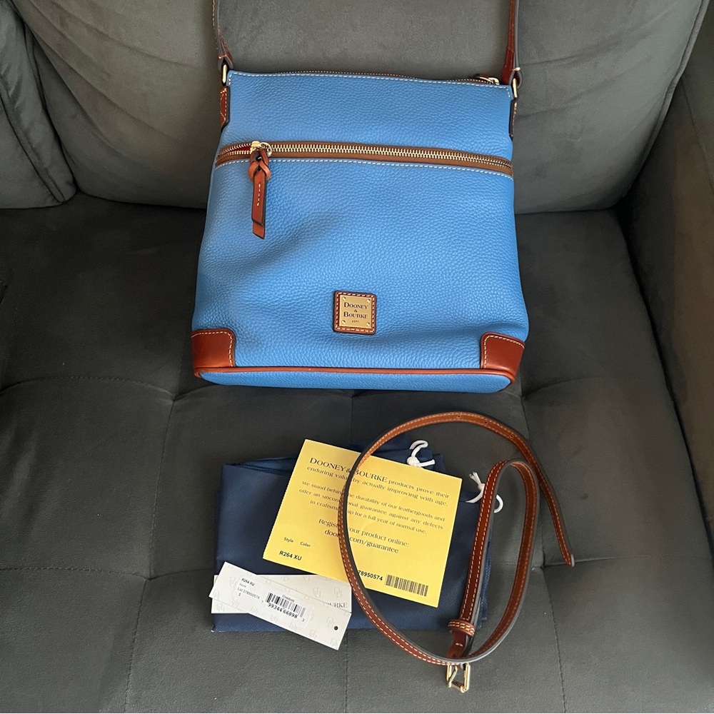 DOONEY & BOURKE PEBBLE GRAIN LEATHER AZURE BLUE CROSSBODY BAG